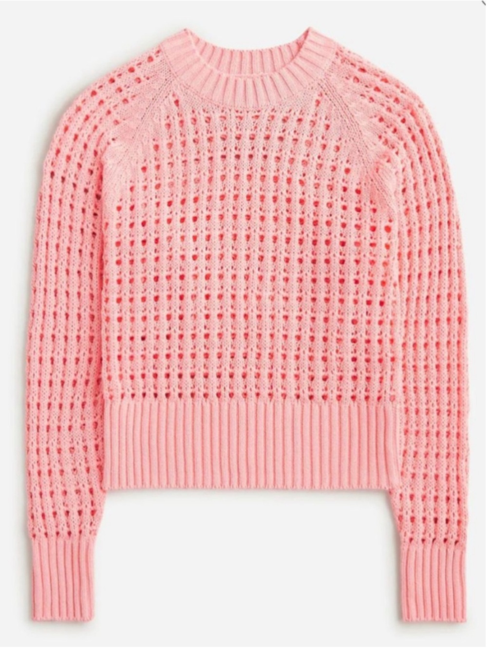 J.CREW Pointelle Open Knit Crew Neck Sweater